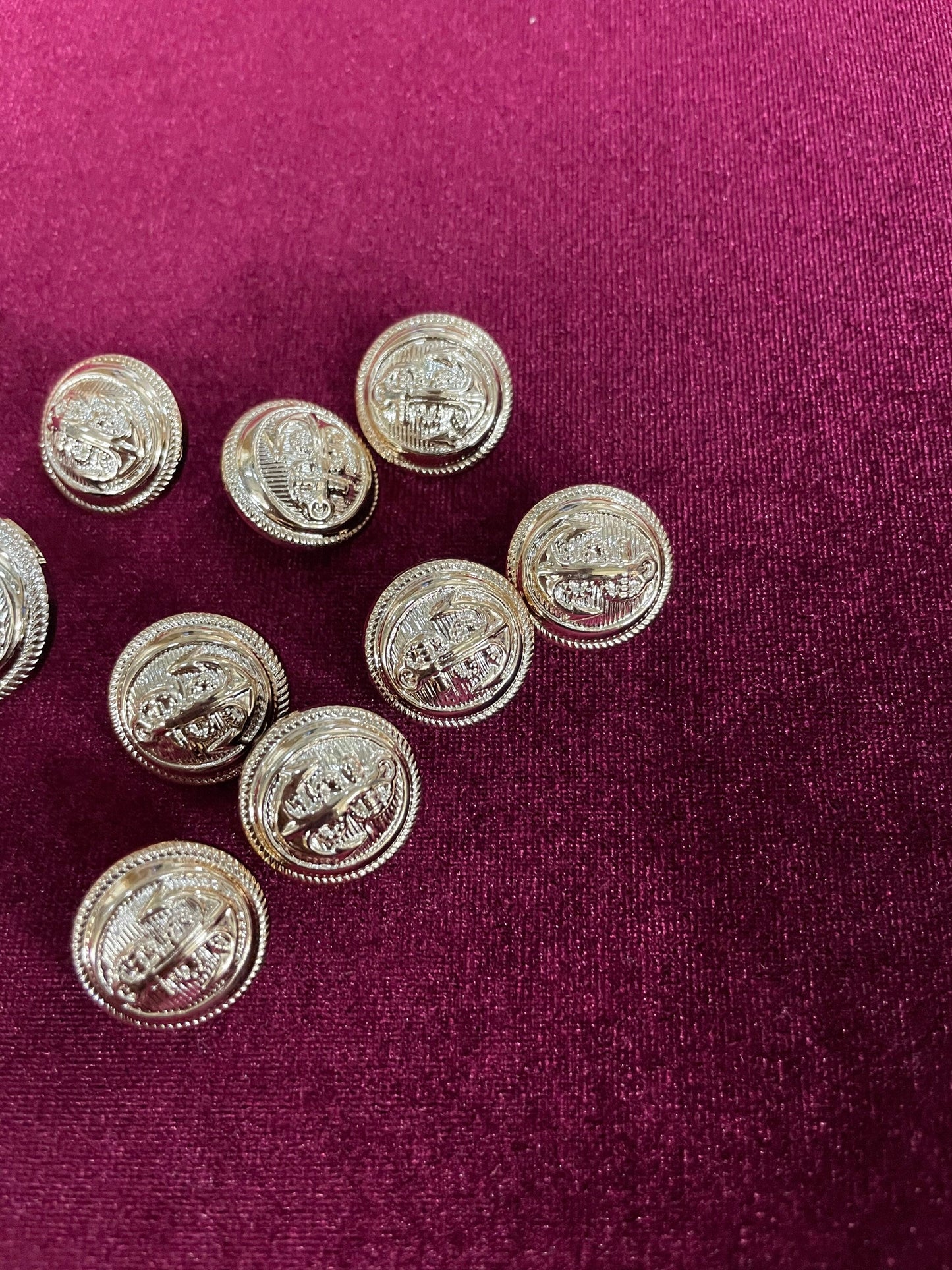 18mm, 21mm, Anchor buttons, rose gold buttons, shank buttons, buttons, gold buttons, military buttons, sewing, craft.