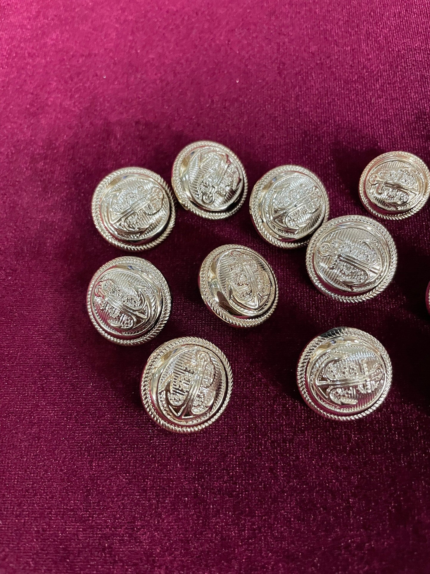 18mm, 21mm, Anchor buttons, rose gold buttons, shank buttons, buttons, gold buttons, military buttons, sewing, craft.