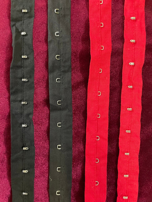 Hook And Eye Tape Trim,100% Soft Cotton Fabric, Corset tape, 5 colours, cotton hook and eye with metal hook and eyes, corset tape