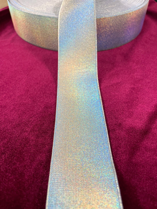 4cm elastic, iridescent elastic, rainbow elastic, multi colour elastic. 40mm elastic. Swimwear,