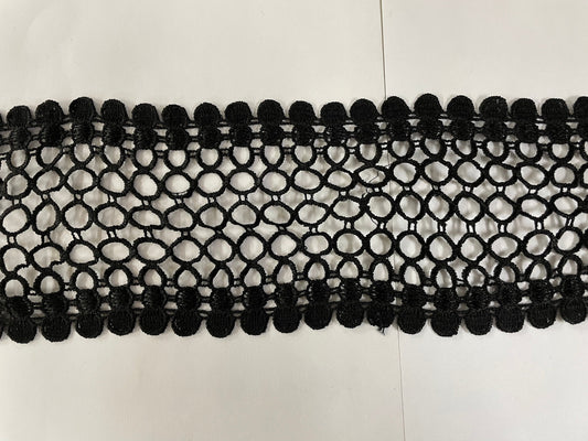 9cm cotton lace, poly lace, heavy lace, black,