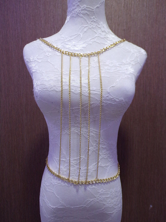 Body Jewellery, Body Chain, Chest Chain Jewellery, Bra Chain, Gold Chain, 2sizes, Decor, Craft, back chain, swimwear chain, chain trim