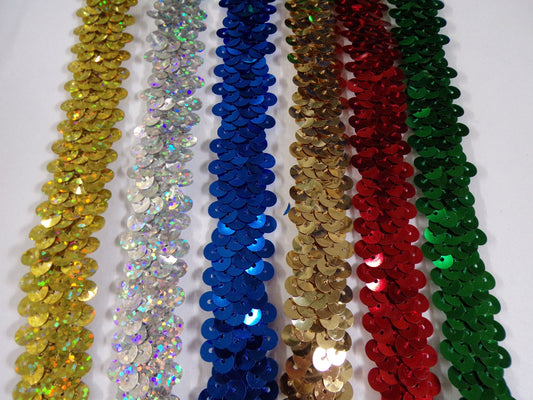 1mtr, 1.8cm wide Sequin Elastic, Sequin Stretch Trim, Sequin band, Stretch sequin Sewing, Craft sequin