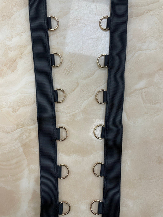 1 m, D ring Tape, Black & Gold d rings, d rings, ring tape, corset ribbon, fashion, corset, tie up trim, d rings, d tape, corset tape