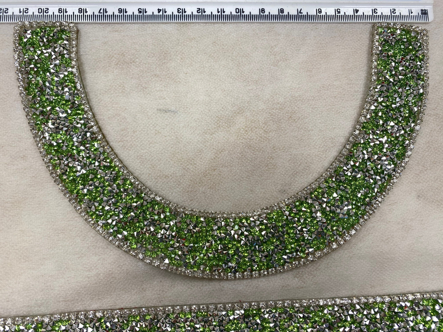 Jewel Iron On Trims Green, Rectangle, Collar, NeckTrim