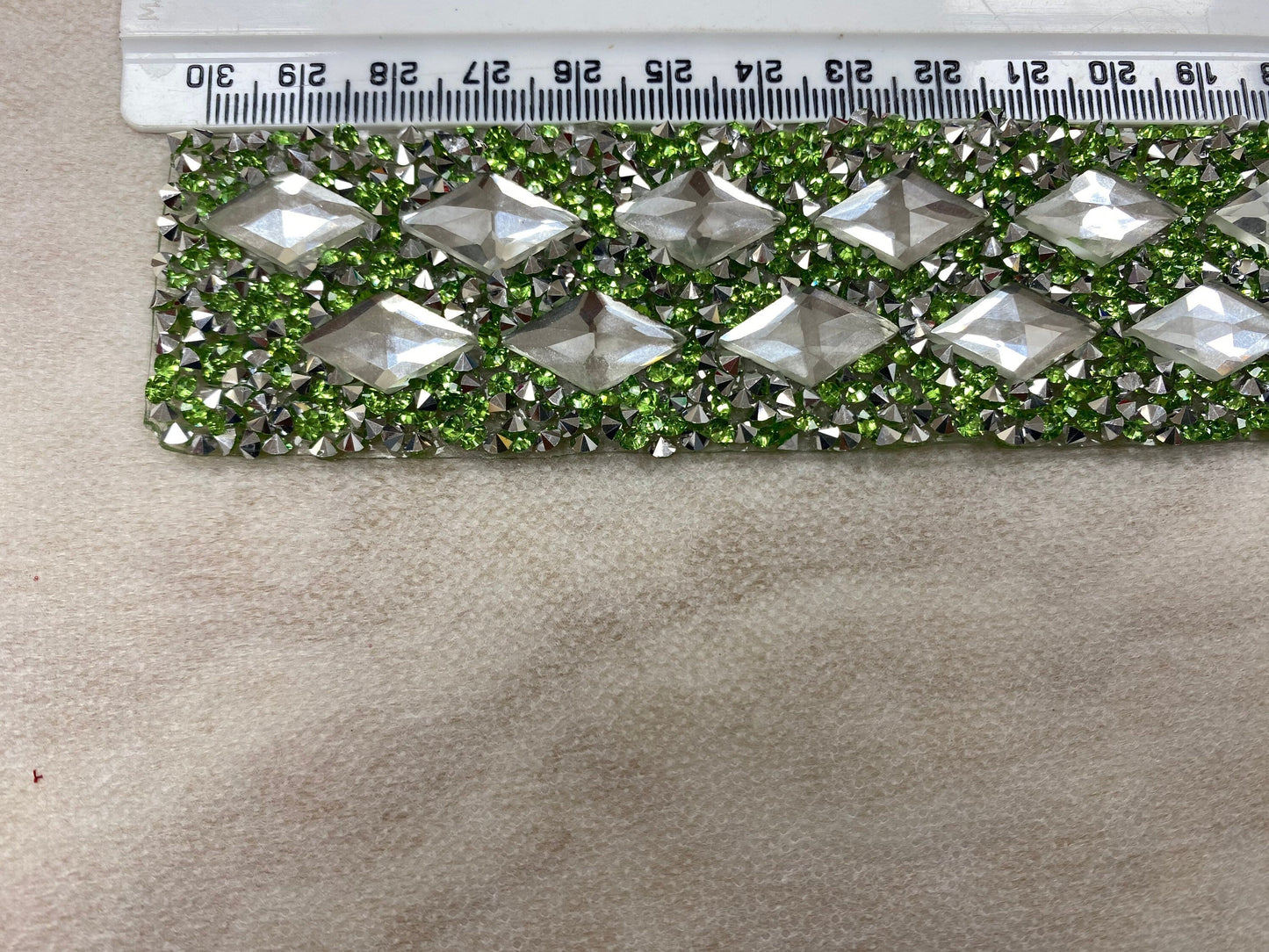 Jewel Iron On Trims Green, Rectangle, Collar, NeckTrim