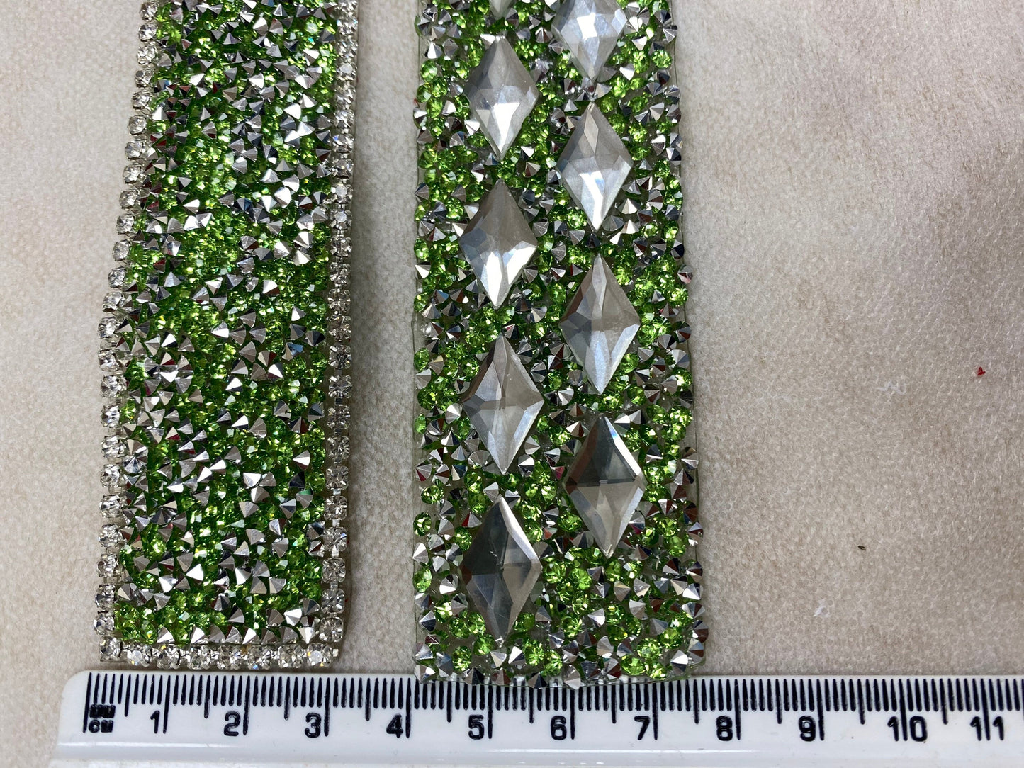 Jewel Iron On Trims Green, Rectangle, Collar, NeckTrim