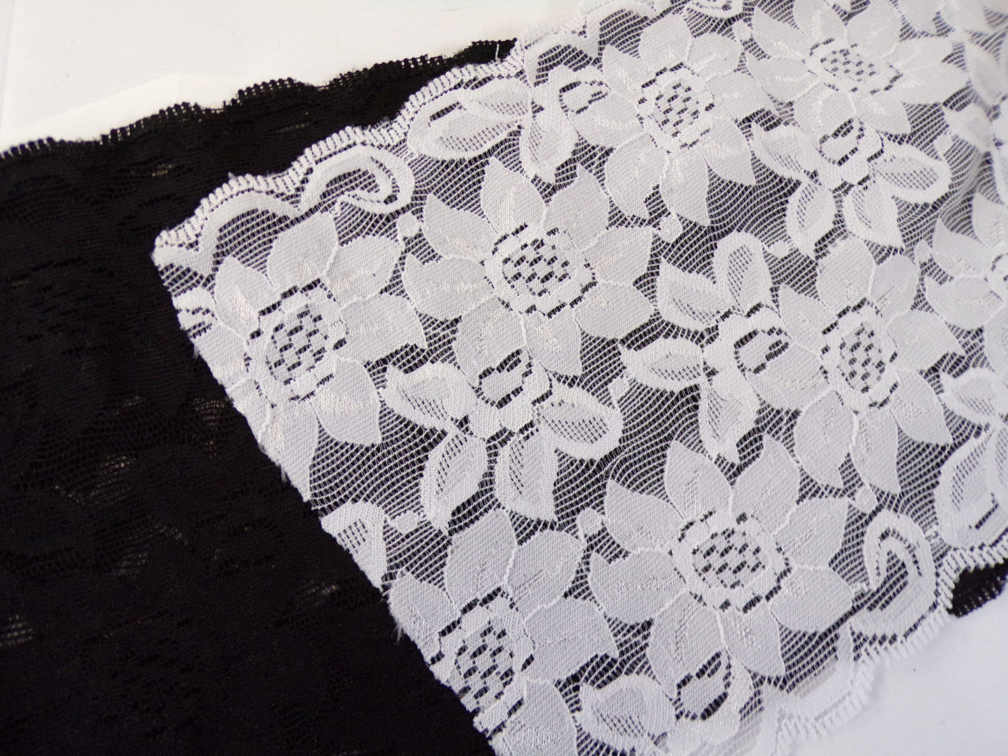 15cm wide, Floral Stretch Lace Trim, Black White Ivory Lace, French lace trim, Wide lace for Lingerie, Tops, Dress, Sewing, Floral lace,