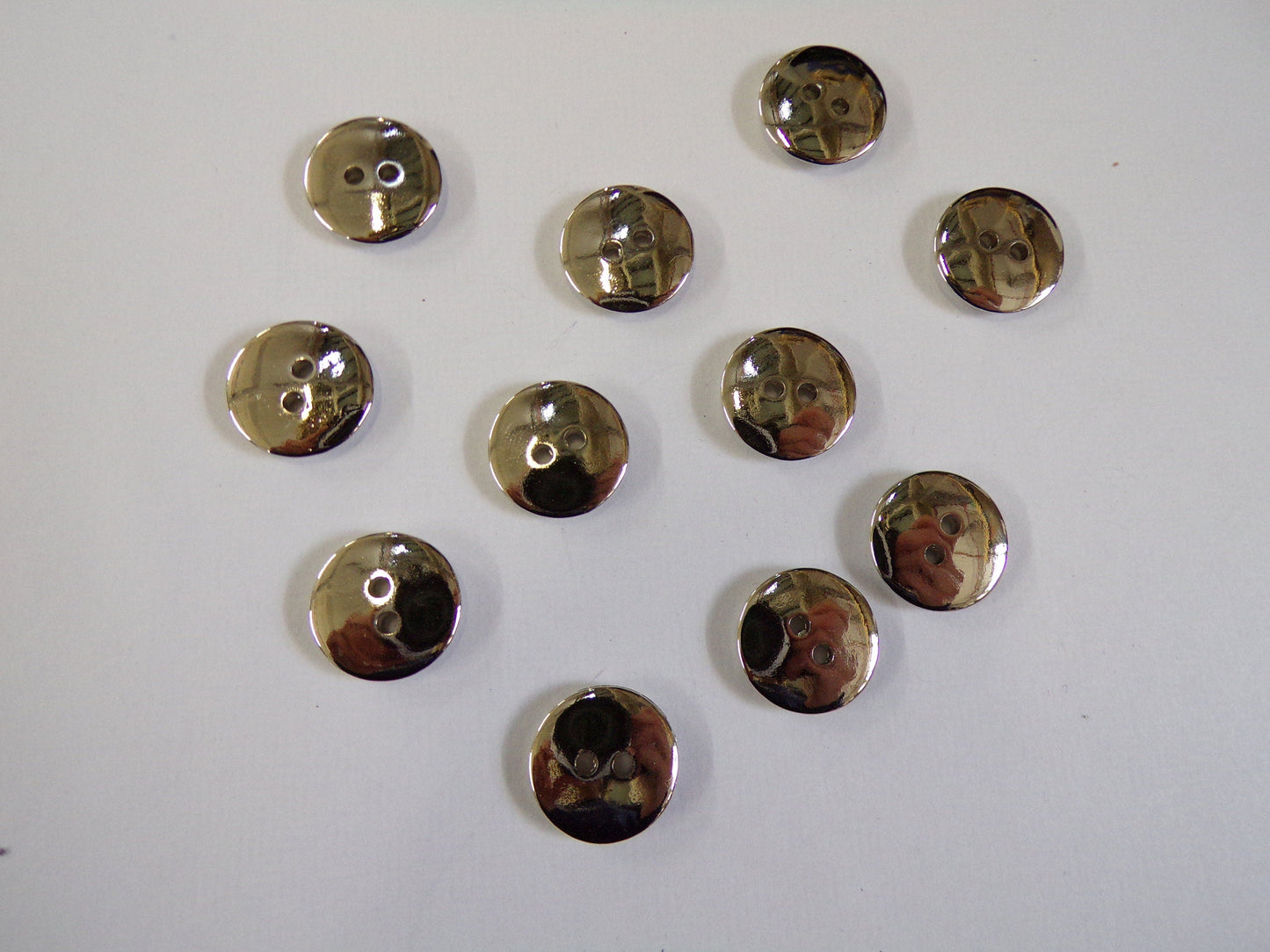 15mm Silver Metallic Buttons, 2-hole buttons, Silver Buttons, Metal Style Buttons, Blouse, Dress, Cardigan, Sewing, Knitting, Shiny buttons