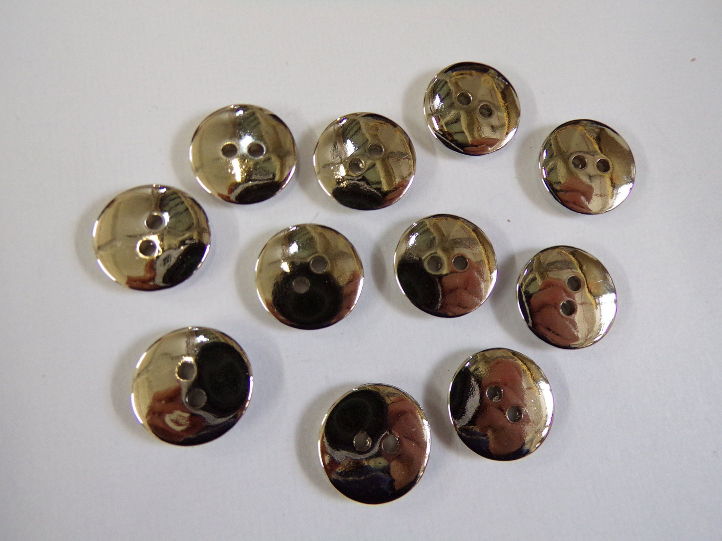 15mm Silver Metallic Buttons, 2-hole buttons, Silver Buttons, Metal Style Buttons, Blouse, Dress, Cardigan, Sewing, Knitting, Shiny buttons