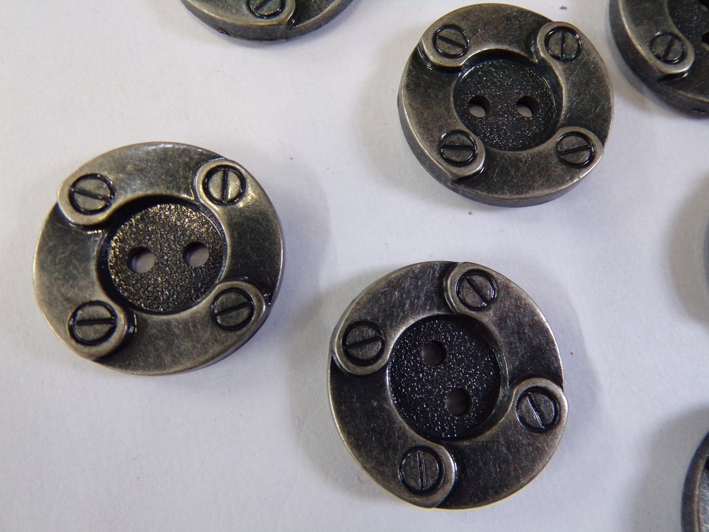 25mm, Gunmetal Buttons, 2-hole Coat Buttons, Unusual metal buttons, Grey metal buttons for Clothing, Sewing, antique nickel buttons