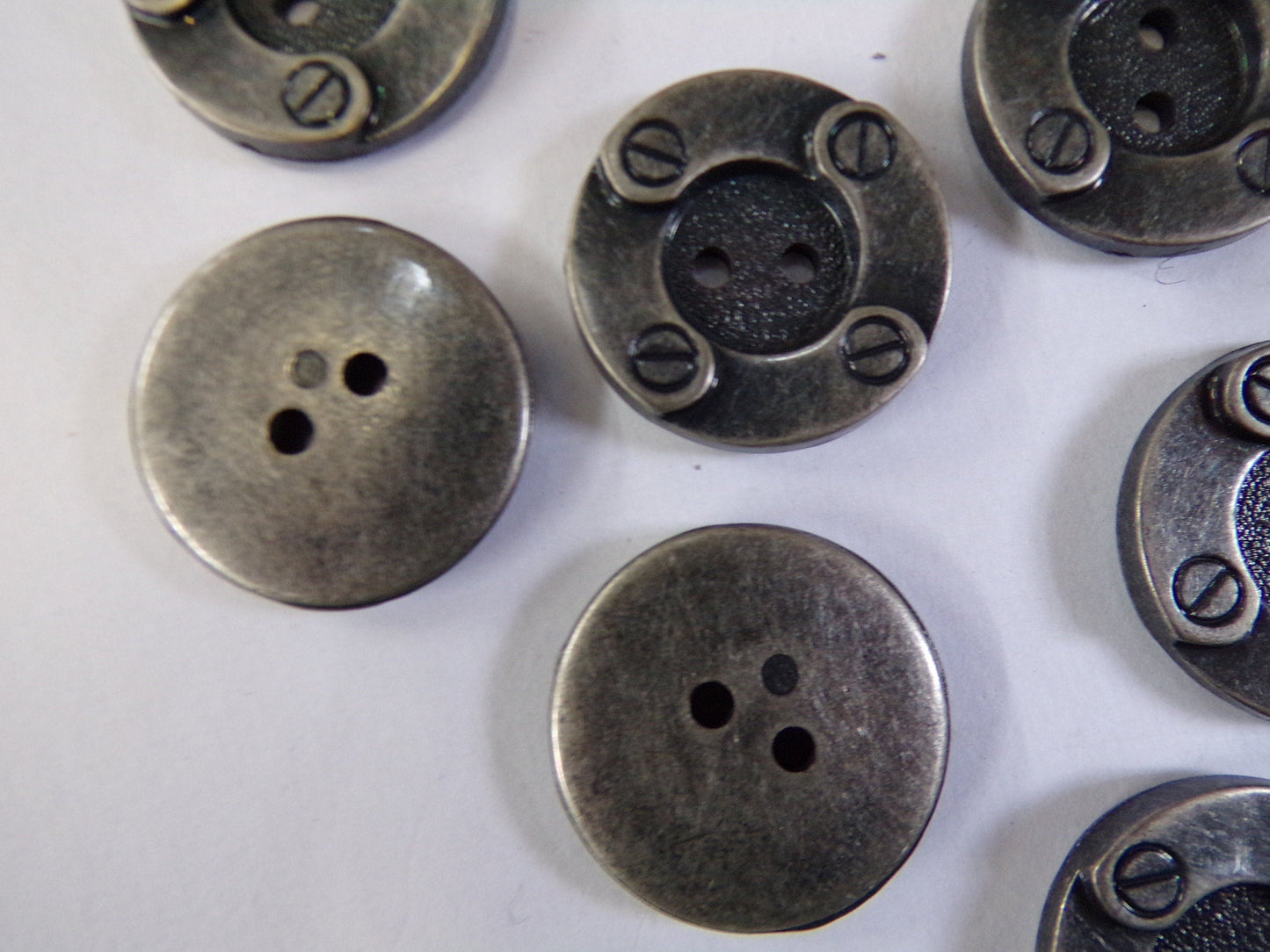 25mm, Gunmetal Buttons, 2-hole Coat Buttons, Unusual metal buttons, Grey metal buttons for Clothing, Sewing, antique nickel buttons