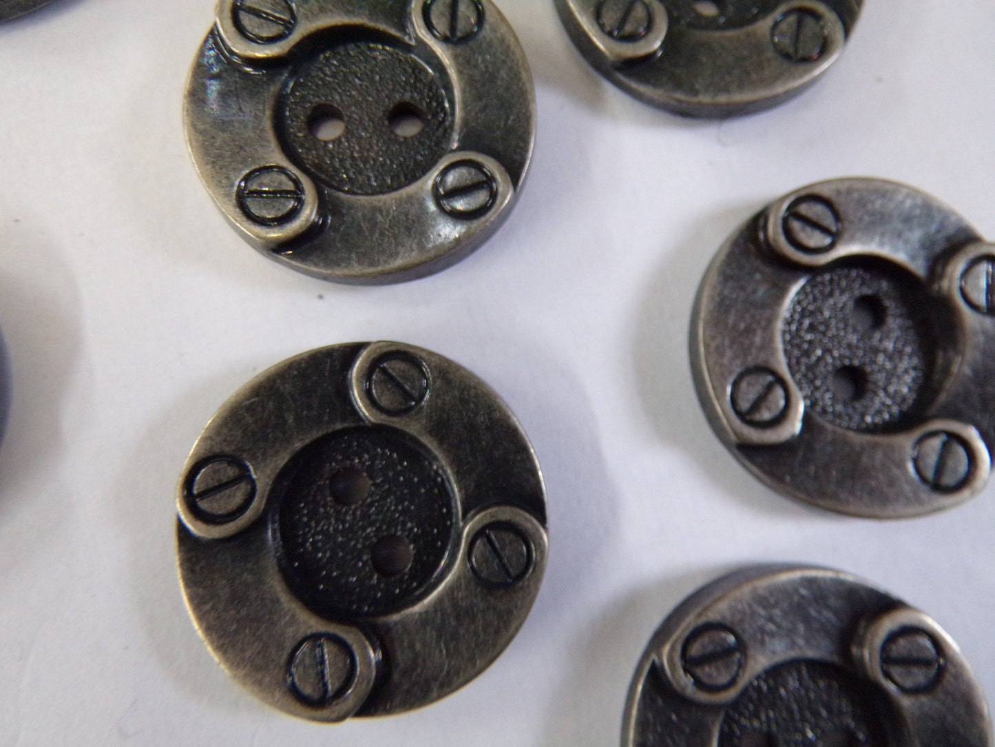 25mm, Gunmetal Buttons, 2-hole Coat Buttons, Unusual metal buttons, Grey metal buttons for Clothing, Sewing, antique nickel buttons