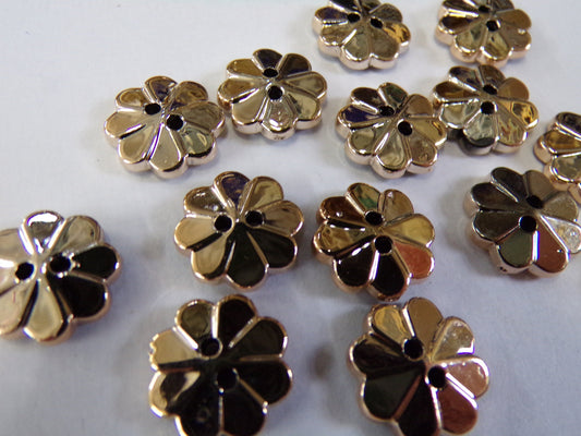 6pcs Flower Buttons 2-hole, Vintage Style Fancy Buttons, Gold buttons, Shirt buttons, Dress buttons, Sewing, Dollmaking, daisy buttons