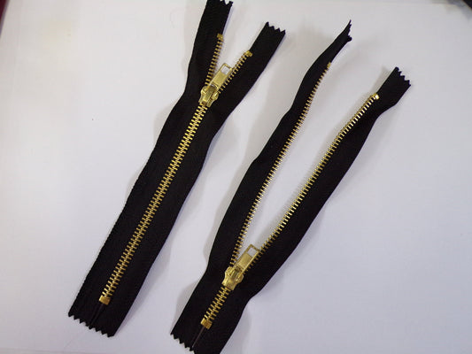 4”-23", Black Closed Ended Zip Metal Teeth, Zip, Gold Zip, Closed End zip, Dress zip, Long zip