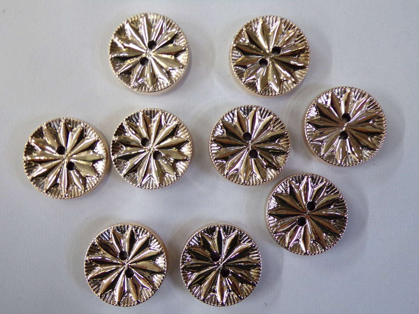 25mm, Light Rose Gold Metallic Effect Textured Buttons, 2-hole Gold Buttons, Metal Style Buttons, Sewing, Craft