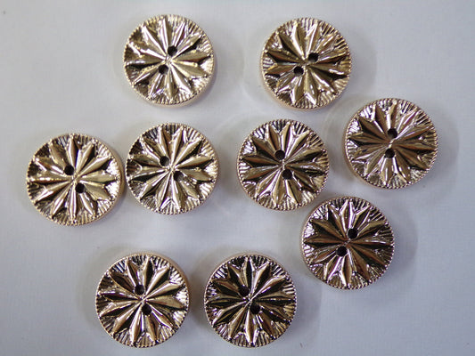 25mm, Light Rose Gold Metallic Effect Textured Buttons, 2-hole Gold Buttons, Metal Style Buttons, Sewing, Craft