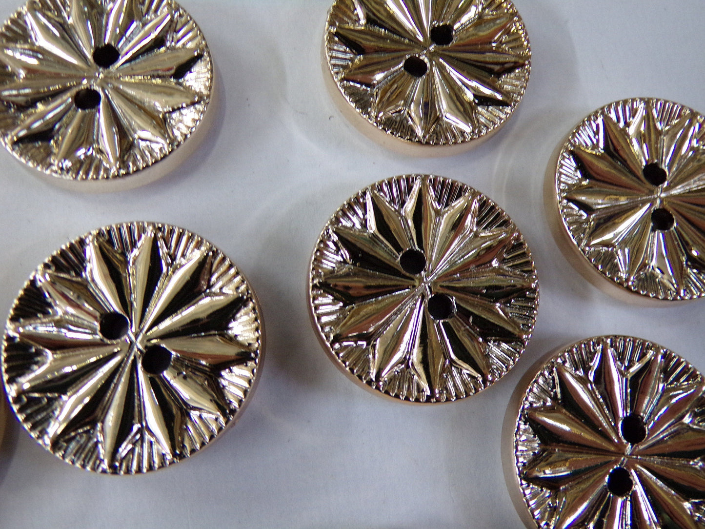 25mm, Light Rose Gold Metallic Effect Textured Buttons, 2-hole Gold Buttons, Metal Style Buttons, Sewing, Craft