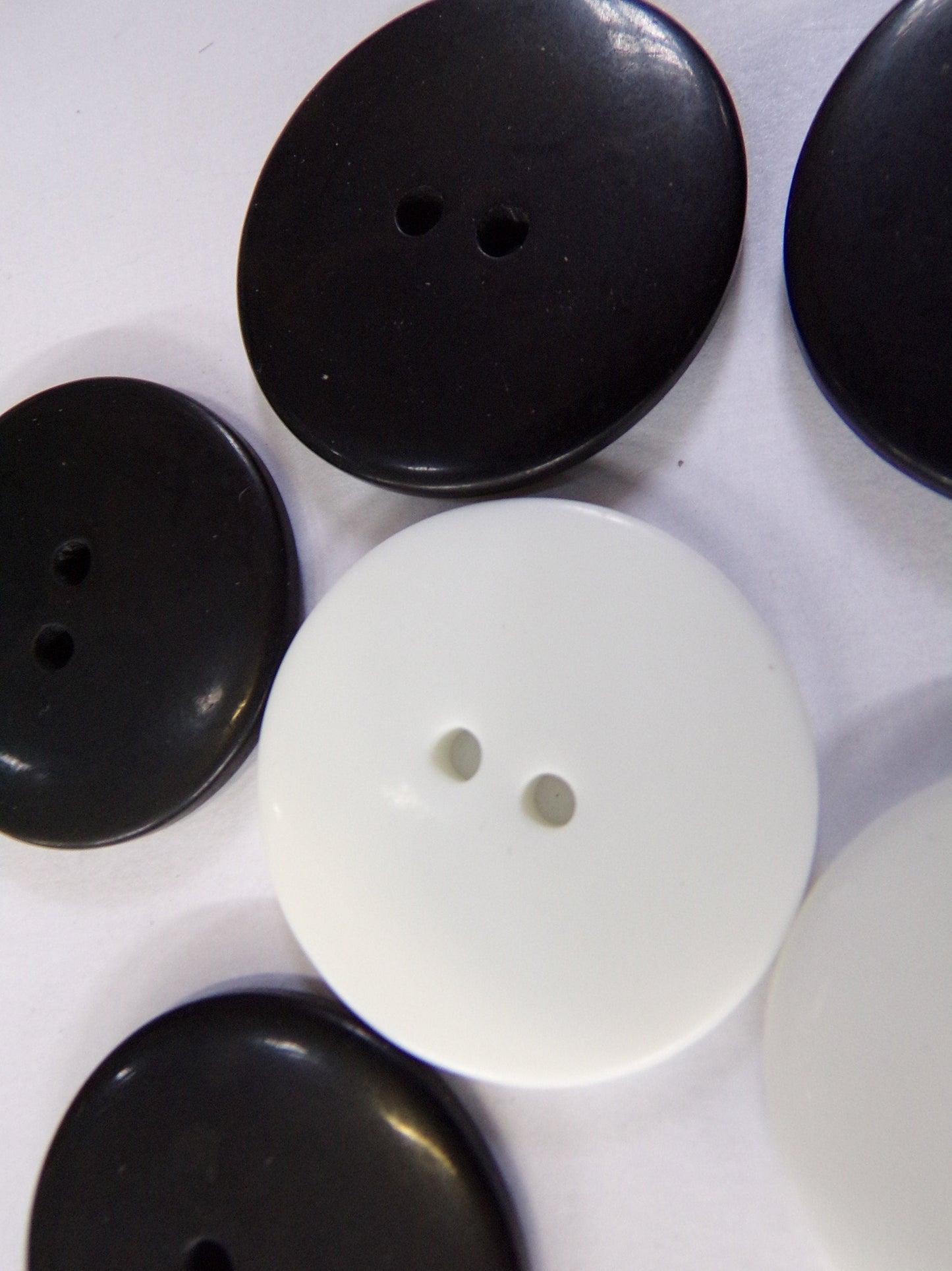 34mm Matt Plastic Buttons, Black White Large Buttons, Coat Buttons, Flat Buttons, Sewing, Craft