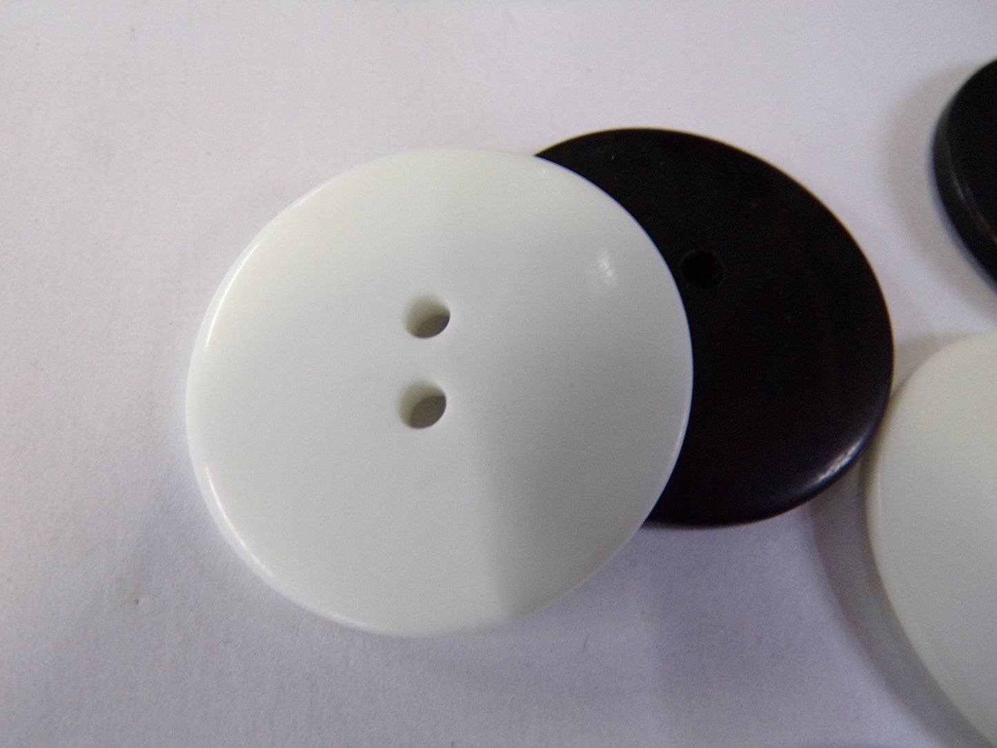 34mm Matt Plastic Buttons, Black White Large Buttons, Coat Buttons, Flat Buttons, Sewing, Craft