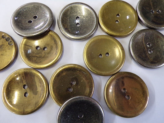 54L-34mm Large Metal Effect Buttons, 2-hole Coat Buttons, Bronze Buttons, Gunmetal Buttons, Craft buttons, couture buttons, fashion buttons