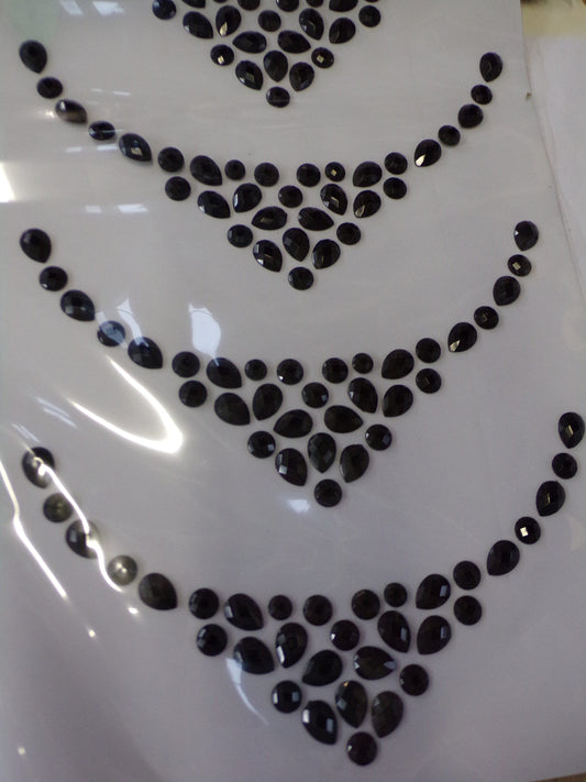 Black Or Clear jewel,  Necklace Applique, Iron on Patch, Clothing, Decor, Sewing, Craft, Hot Fix, Necklace, Jewellery, jewel iron on