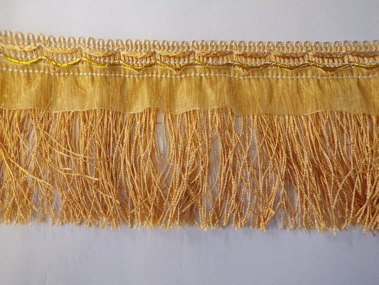 10cm Satin Fringe Trim, Yellow Fringe Trim for Clothing, Dancewear, Home Decoration, Sewing, Craft