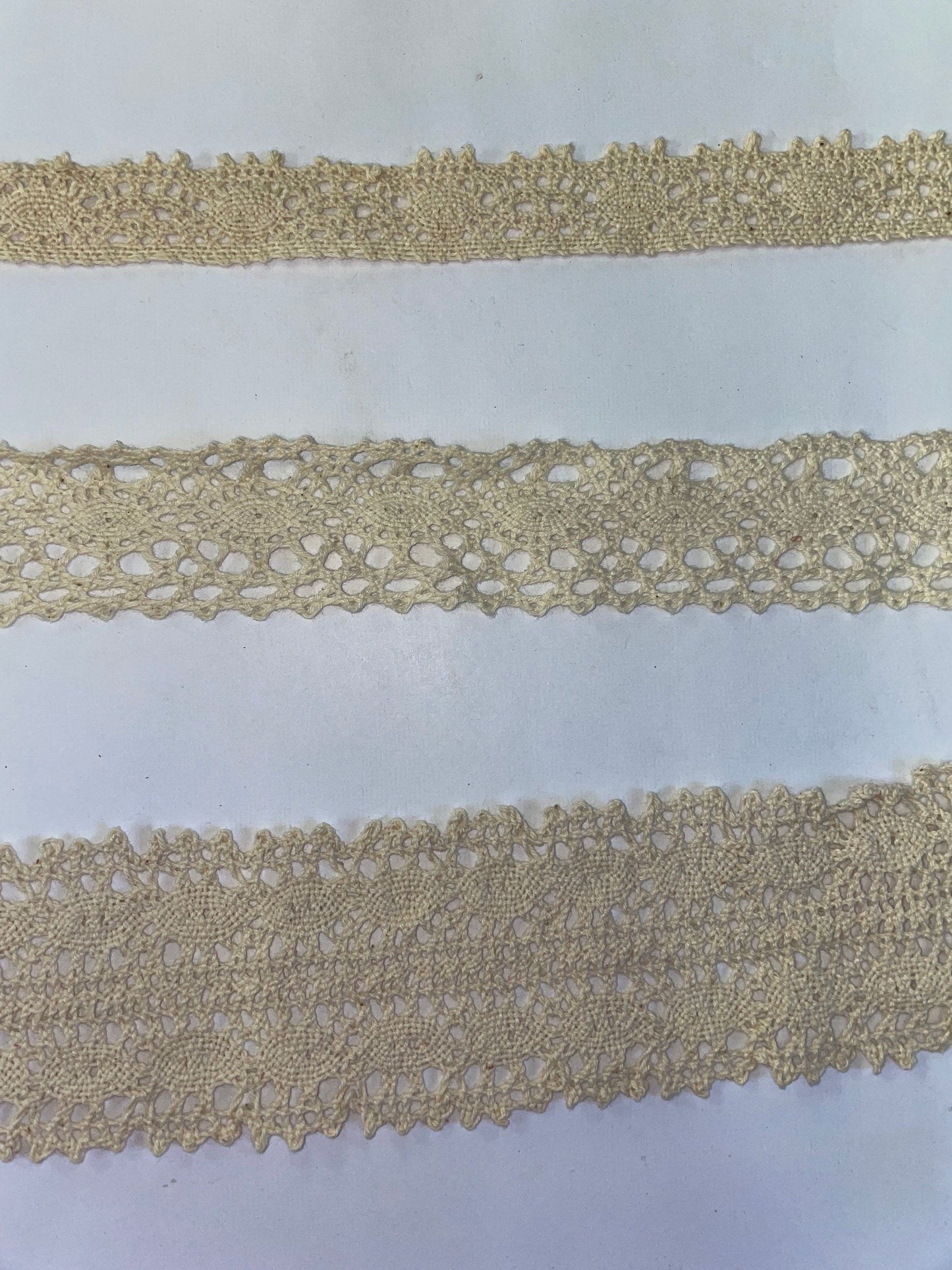 Cotton lace, natural cotton lace, lace, fashion lace, boho lace. 3 widths