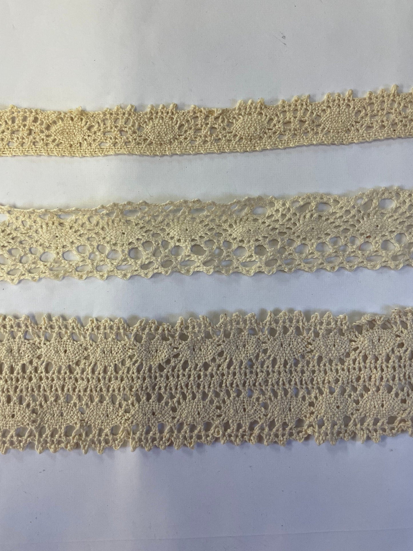 Cotton lace, natural cotton lace, lace, fashion lace, boho lace. 3 widths