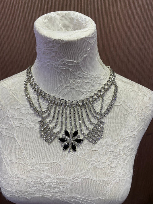 Diamanté necklace, rhinestone necklace, diamanté choker, couture necklace