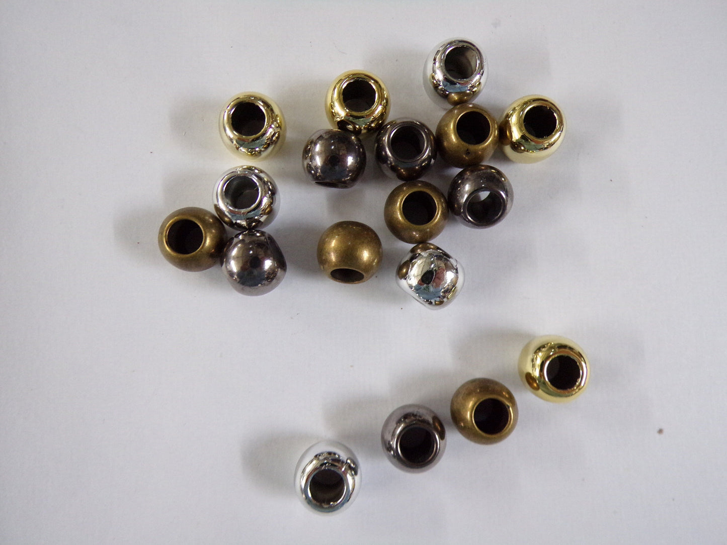 12mm, Round Gold Silver Beads, Large Hole beads, Macrame beads, Jewel beads, Cord stopper, Jewellery, Craft, beads, colour beads