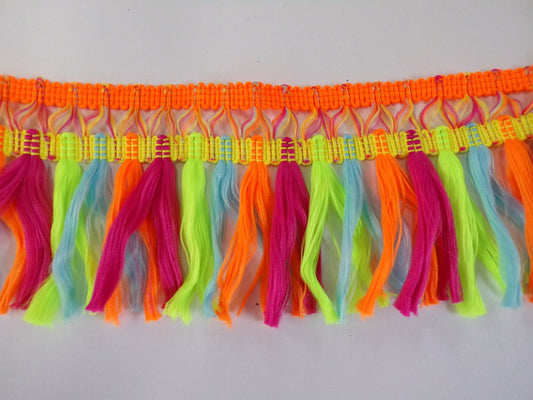 8cm Colourful Tassel Trim, Fringe, Boho, tassel, Flo tassel, Sewing, festival fringe, multi colour fringe, Neon fringe, neon tassel, fringe