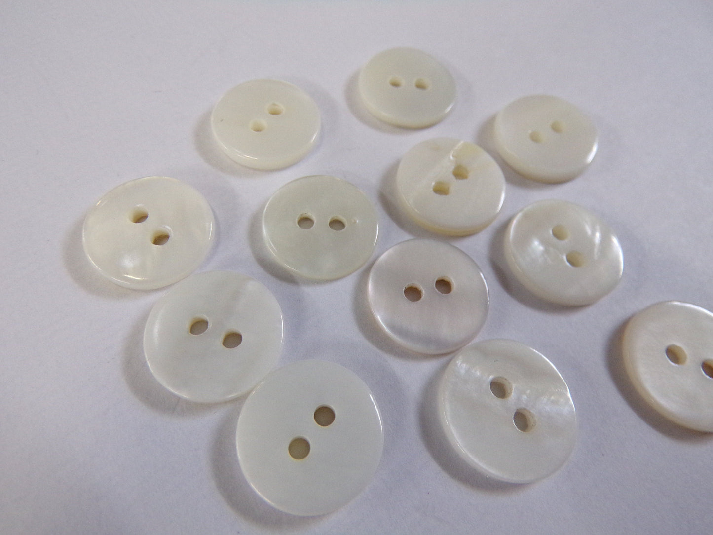 12mm,Mother of Pearl Buttons, White Shell Sewing Buttons, 2-hole buttons, blouse, dress, knitwear buttons, white shell buttons, shell button