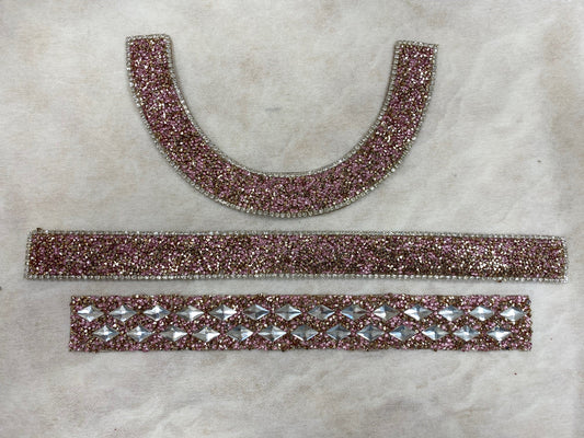 Jewel Iron On Trims Pink, Rectangle, Collar, NeckTrim