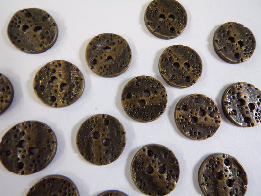 16mm, Stone effect Buttons, 2-hole Fancy buttons, Brown Buttons, Clothing, Knitwear, Sewing, Antique brass buttons, brass buttons