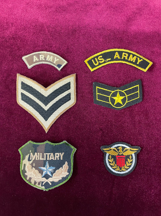 Badges, military badges, army badges, fancy dress, bomber jacket badges, iron on stickers