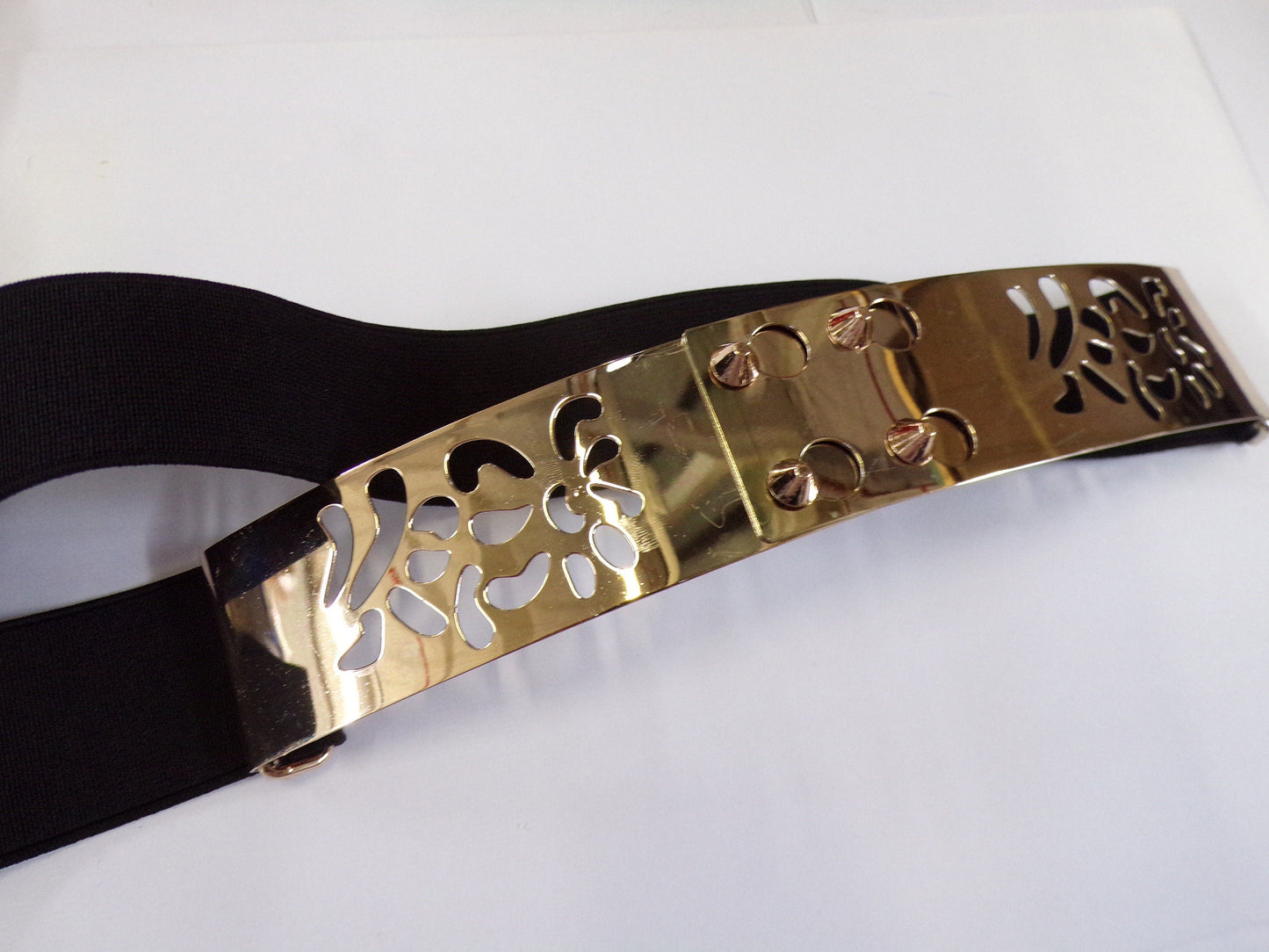 Black Elastic Belt with Gold Metal Buckle, Stretch Belt, Elastic Belt, Dress, Coat, Jacket belt, belt