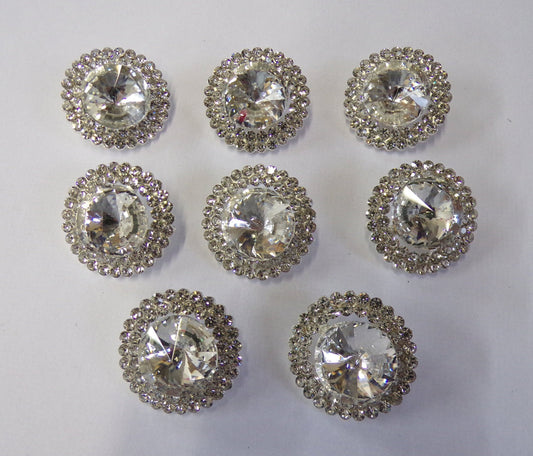 23mm Silver Diamante button, Bridal Rhinestone buttons, Fashion Buttons, Crystal Buttons, Shank Buttons, Sewing Buttons