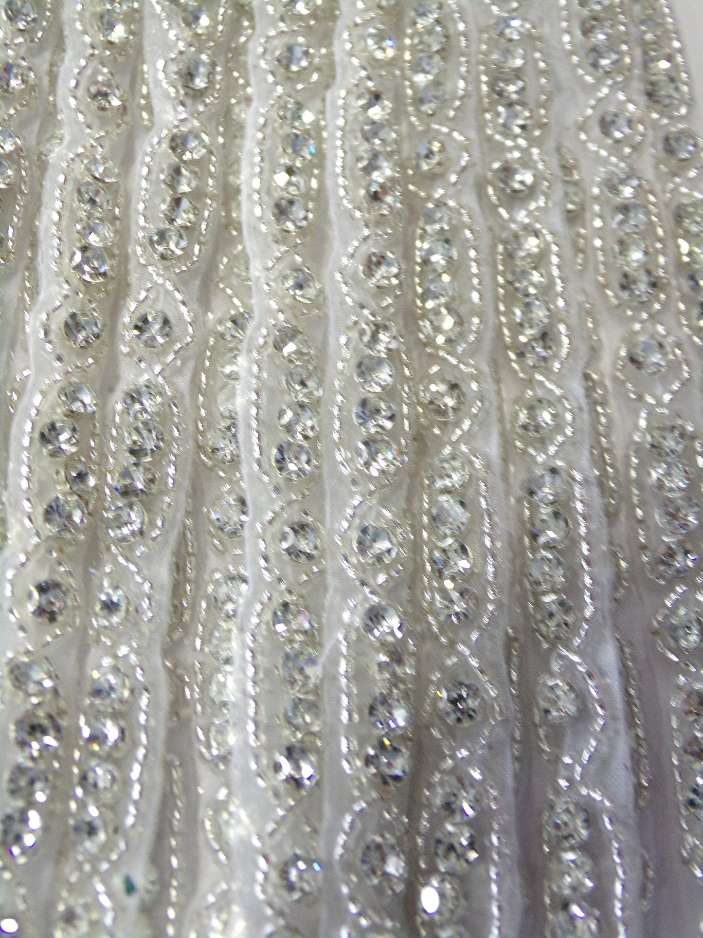 8mm Diamante Beaded Bridal Trim, Iron on Rhinestone Ribbon for Bridal, Sash Diamante Wedding, Belt, Headband, Bag, Craft