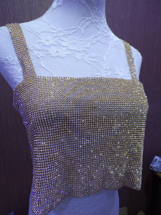 Gold or Silver Rhinestone Sparkle Top, Diamante Top, Party Top, Backless Top, Crop Top, Night club tank Top, saree blouse