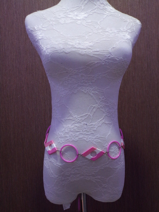 Pink Body Jewellery Belt, Body Chain Jewellery, Silver Chain, Decor, Craft, Pink Chain trim