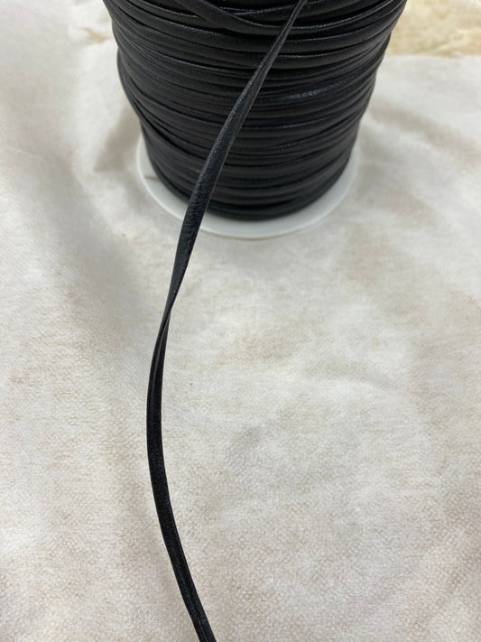 4mm Matt Black PU Folded PU in Black, pu tape, faux leather cord, cord,