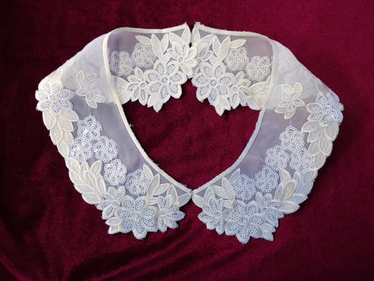Sequin Embroidered Collar, Sequin Neck Trim, Sequin Applique, Sew on Applique, Collar for Dress, Top, Accessories