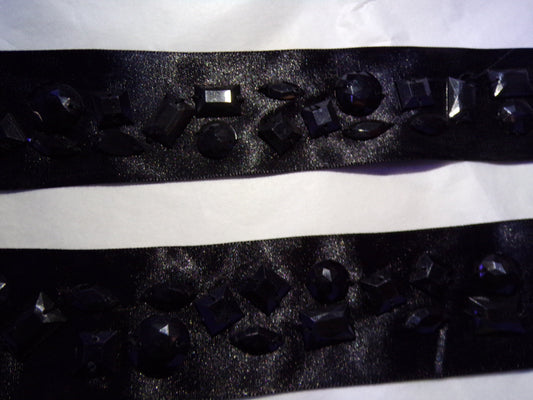 1 mtr, 4cm Satin Beaded Tape, Ribbon, Wide Satin Ribbon, Embroidered Ribbon for Decoration, Tops, Dresses, Dancewear, Hair crafts, Sewing