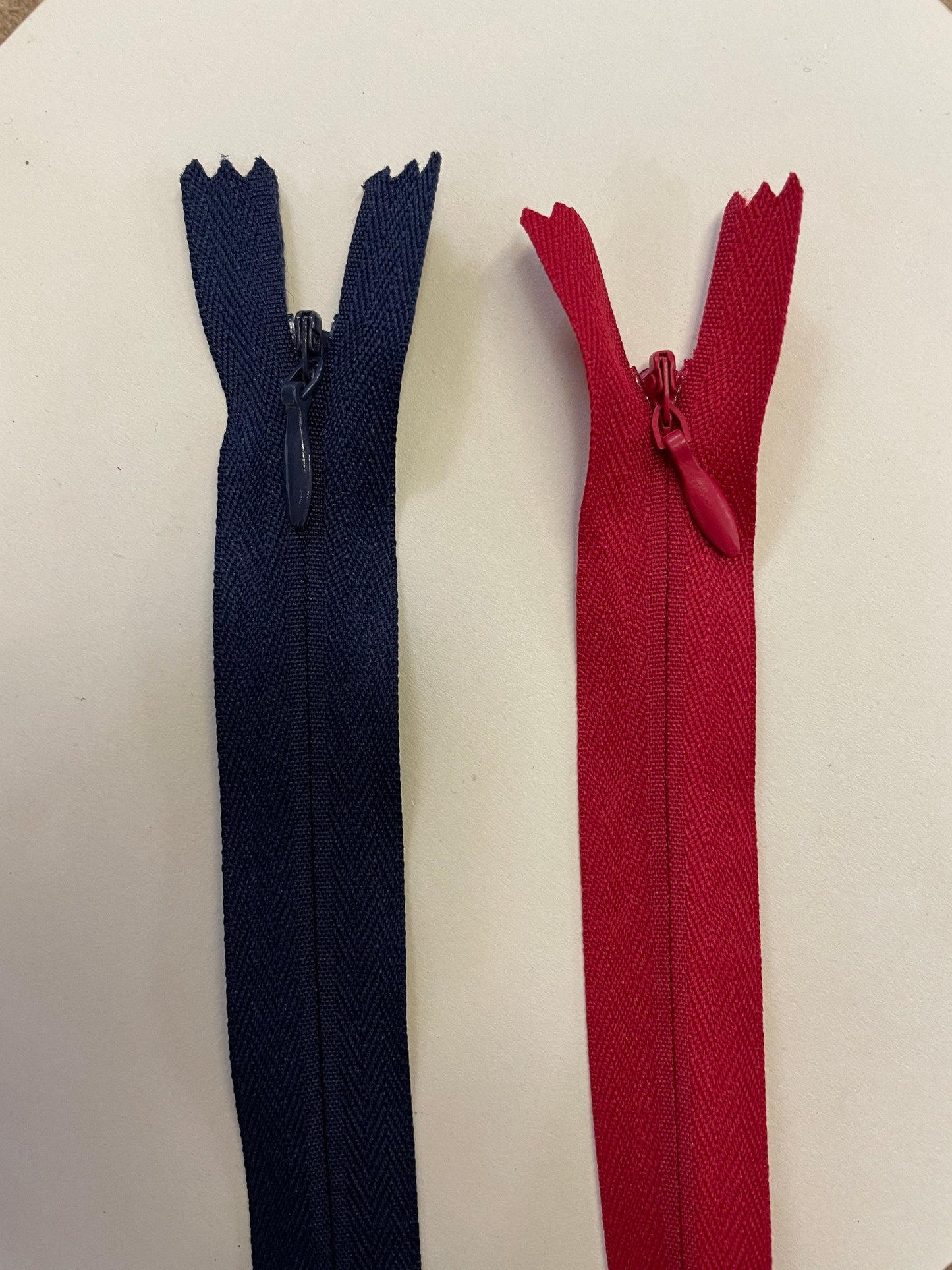 Invisible zips, red zips, navy zips, dress zips, hidden zips, zips, zippers, sizes available