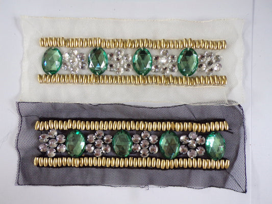 Beaded Diamante Applique, Mesh Applique, Applique for Dresses, Tops, Dancewear, Occasion wear, jewel, fashion trim