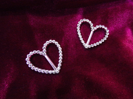 20mm bar Wedding Decoration Buckle, Heart buckle, Silver Bridal Buckle, Buckle for Bags, Crafts, Swimwear, Lingerie, Cut out faux diamanté