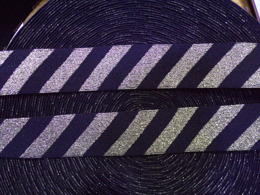 4cm Black Gold Elastic, Soft Elastic, Fancy Elastic for Sewing, Craft, lurex elastic, stripe elastic