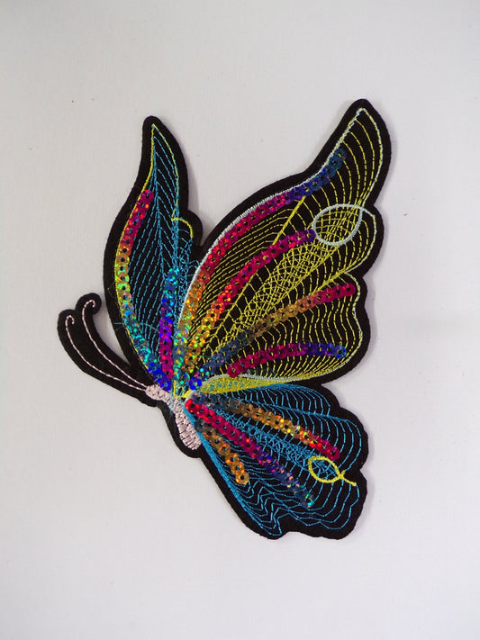 Sequin Butterfly Appliques, Embroidered Patch Sequin, iron on Patch for Dancewear, Dress, Top, butterfly badge, badge