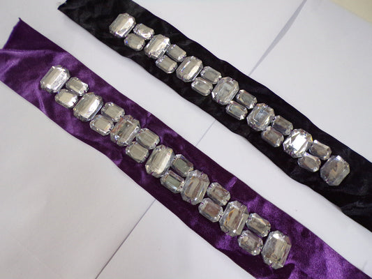 Beaded Diamante Trim Satin Ribbon, Applique for Dresses, Tops, Dancewear, Occasion wear, Jewel, Fashion trim